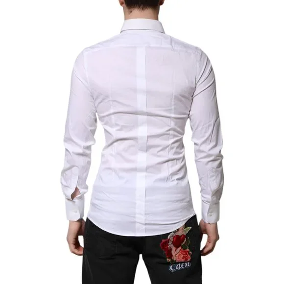 Dolce & Gabbana White GOLD Long Sleeves Dress Formal Shirt